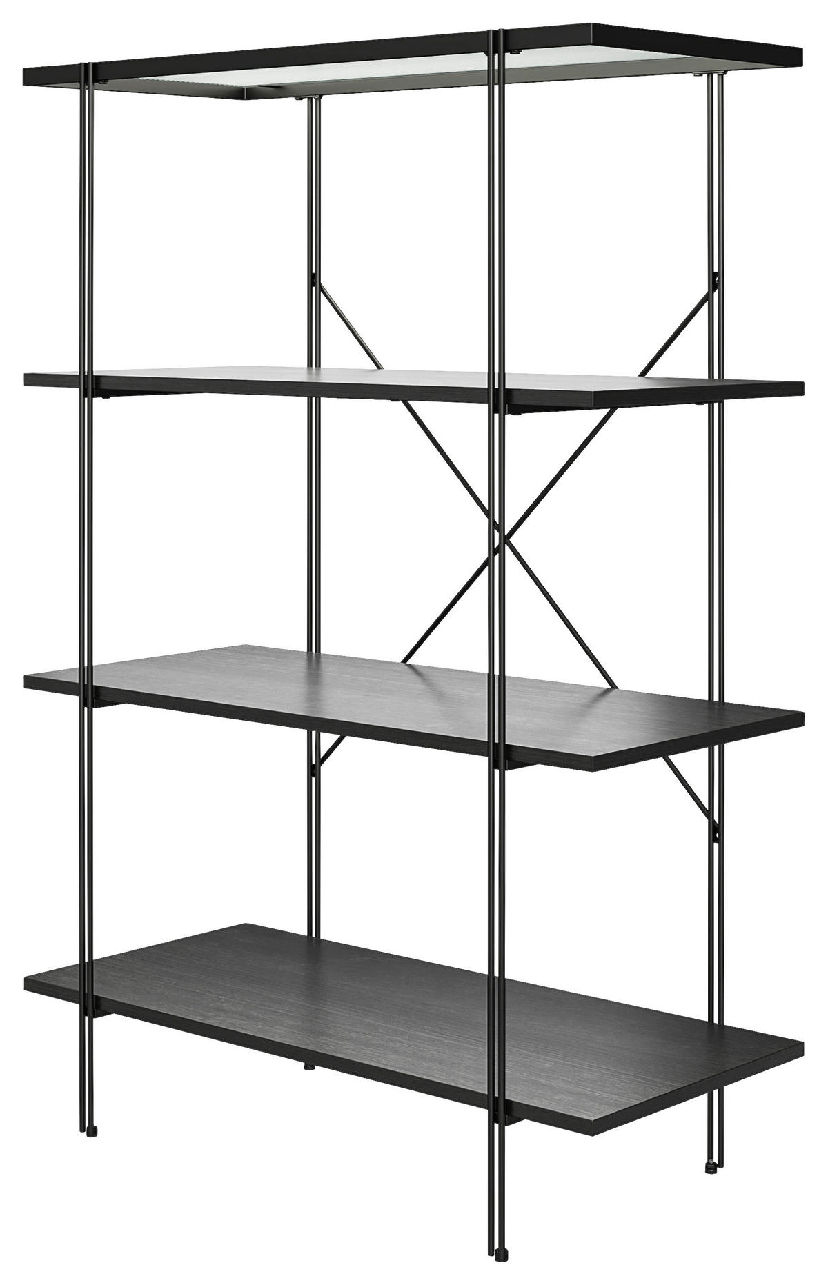 REGAL  79/117/35 cm Schwarz  - Schwarz, Design, Glas/Holzwerkstoff (79/117/35cm)