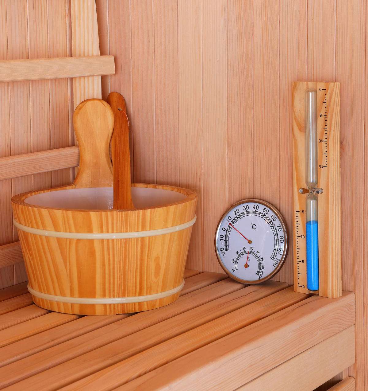 SAUNA für 3 Personen  - Basics, Holz (150/200/150cm)