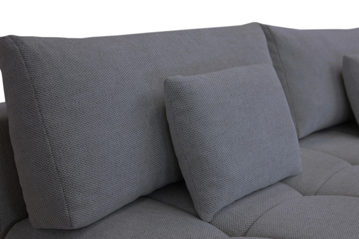 BOXSPRINGSOFA in Chenille Grau  - Schwarz/Grau, MODERN, Kunststoff/Textil (210/72/105cm) - Cantus