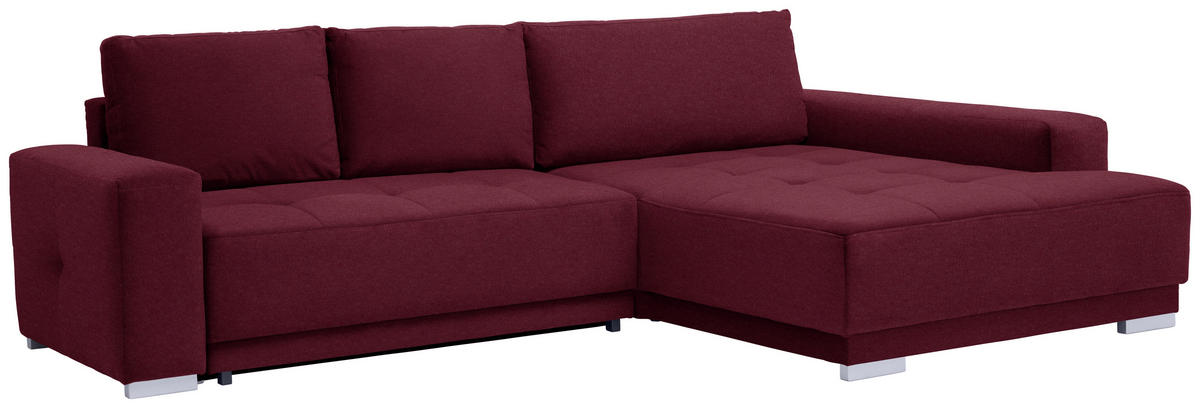 ECKSOFA in Flachgewebe Rot  - Silberfarben/Rot, Design, Holz/Textil (293/195cm) - Cantus