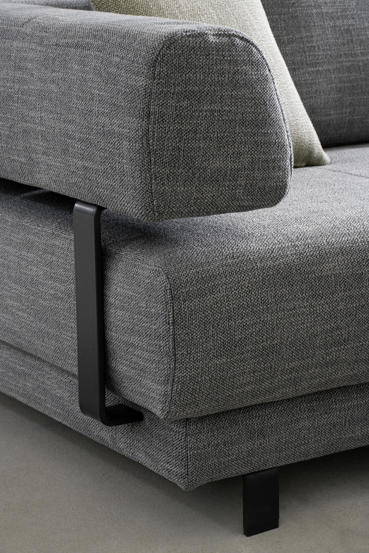 ECKSOFA Grau Flachgewebe  - Schwarz/Grau, Design, Textil/Metall (279/202cm)