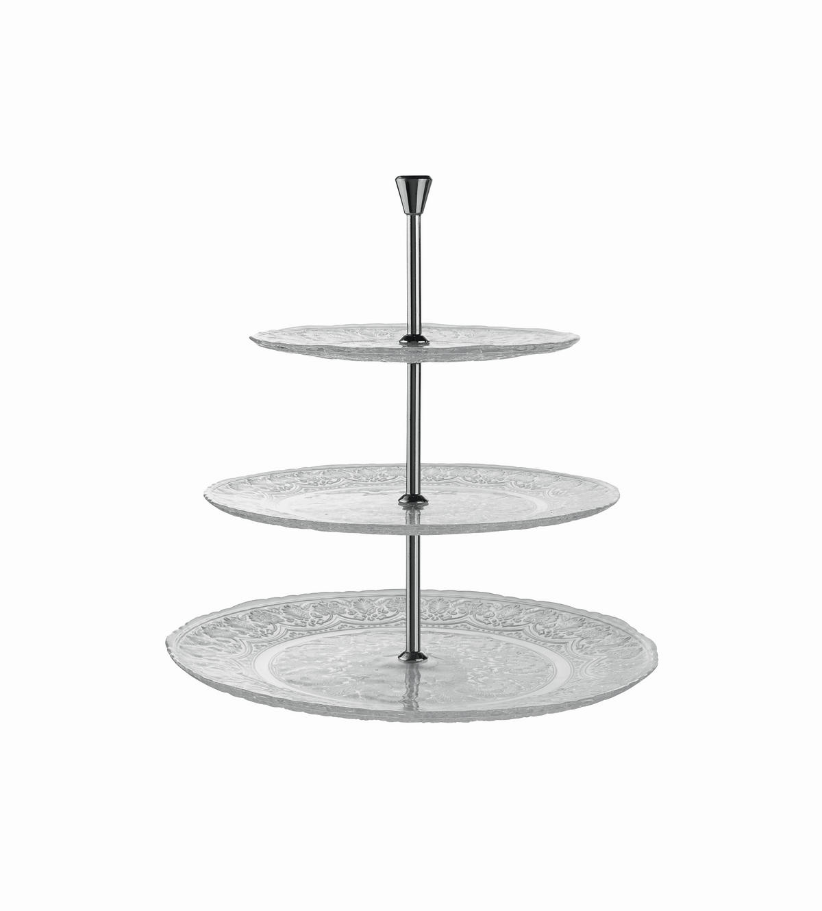 PLATOU ETAJAT PRĂJITURI cu 3 etaje - transparent, Basics, sticlă - Ambia Home