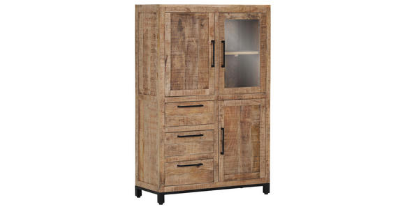 HIGHBOARD  in 95/145/40 cm  - Schwarz/Naturfarben, Design, Glas/Holz (95/145/40cm) - Landscape