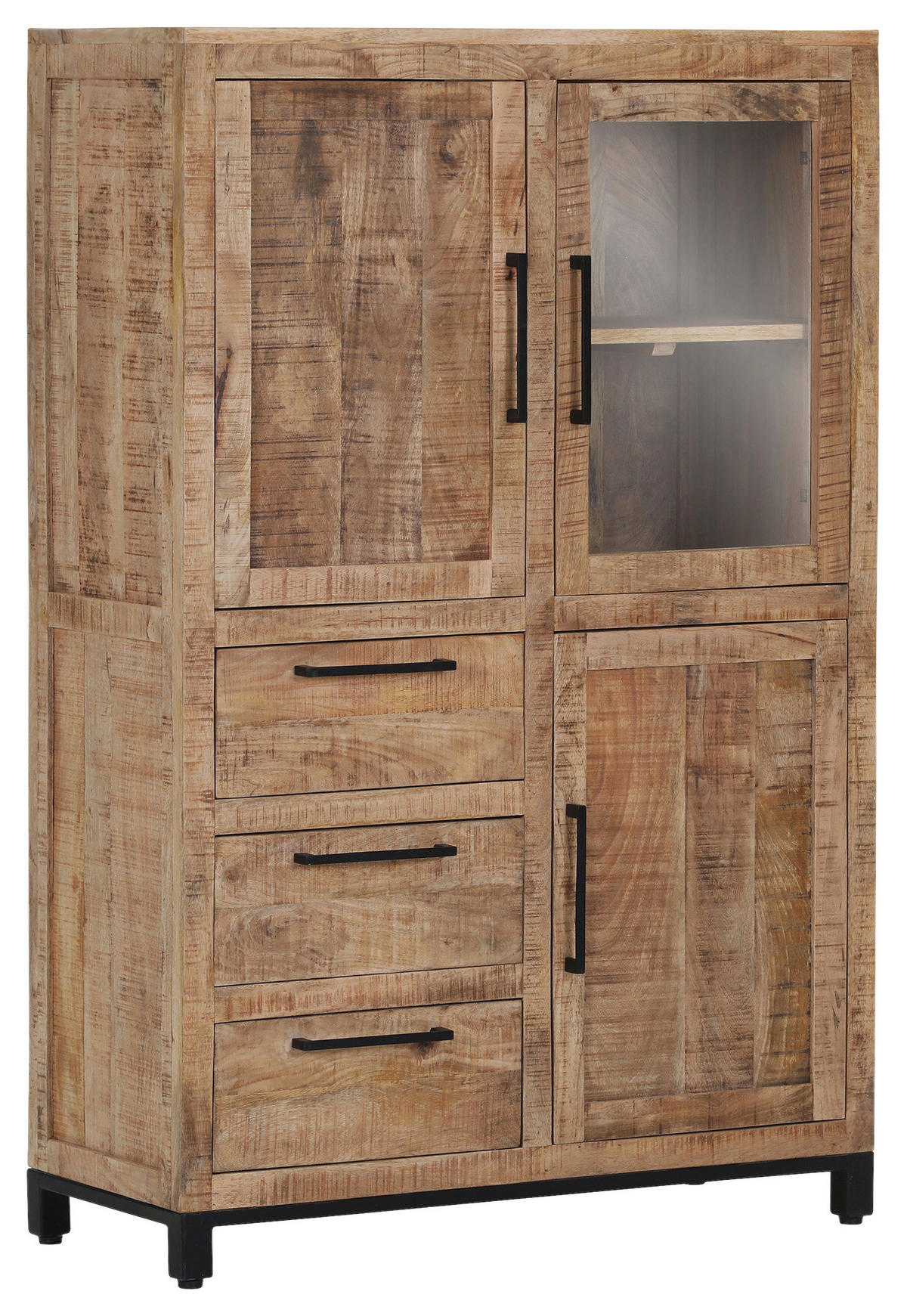 HIGHBOARD  in 95/145/40 cm  - Schwarz/Naturfarben, Design, Glas/Holz (95/145/40cm) - Landscape