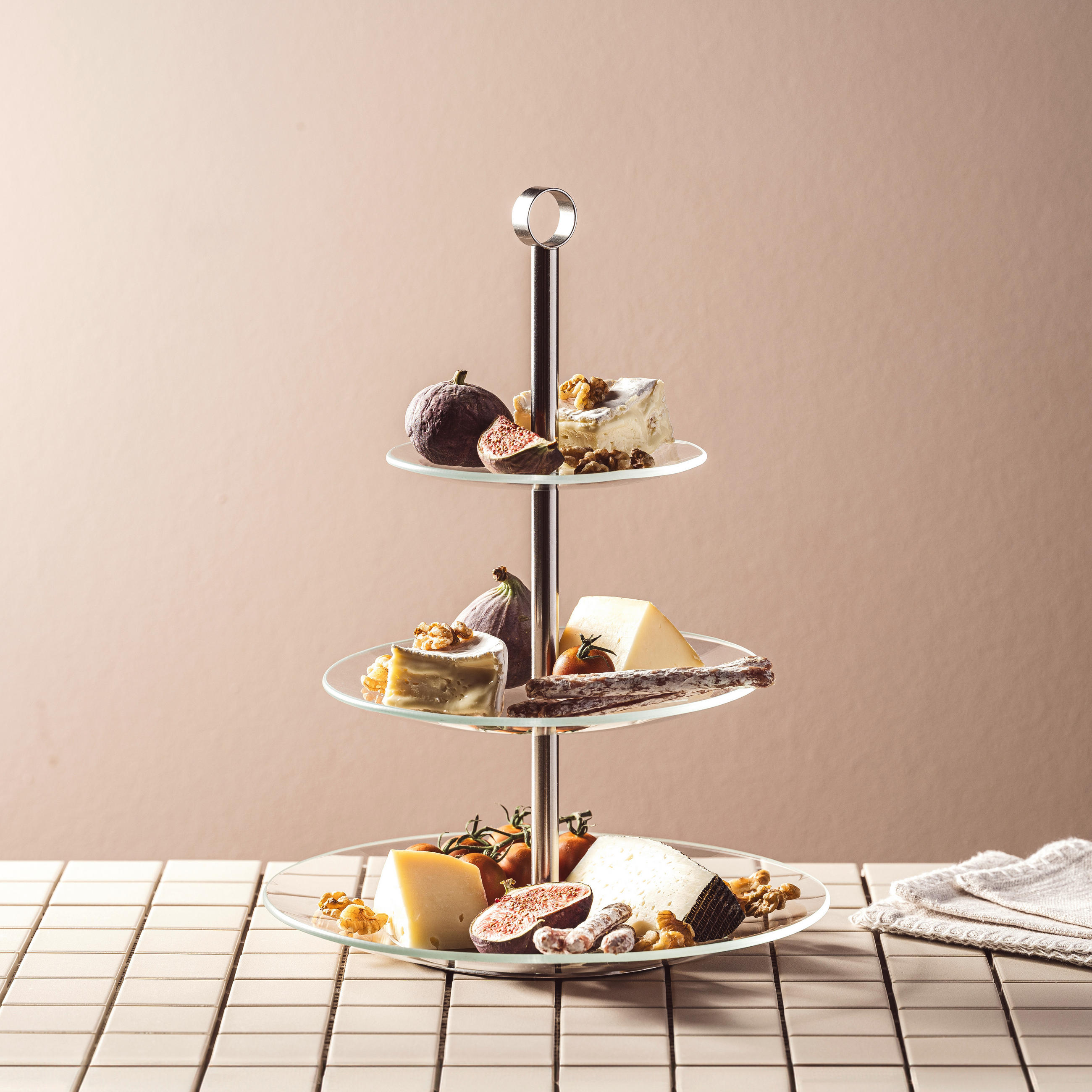 ETAGERE 3-stöckig - Transparent, Design, Glas (26,60/36,00/26,60cm) - Leonardo