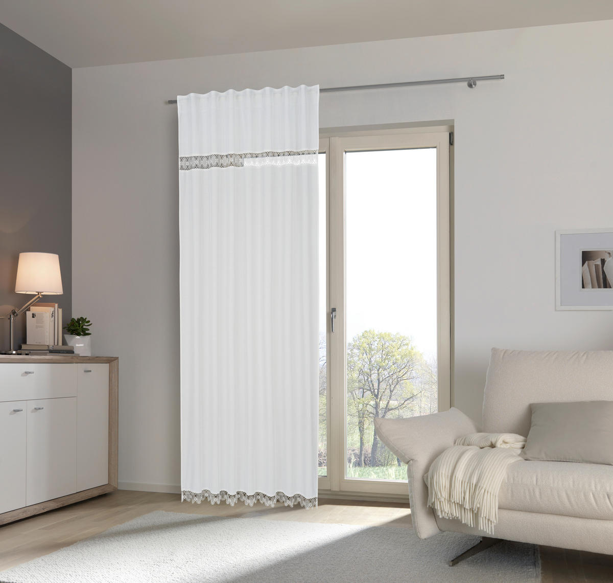 KOMBIVORHANG halbtransparent  - Naturfarben, KONVENTIONELL, Textil (140/245cm) - Esposa