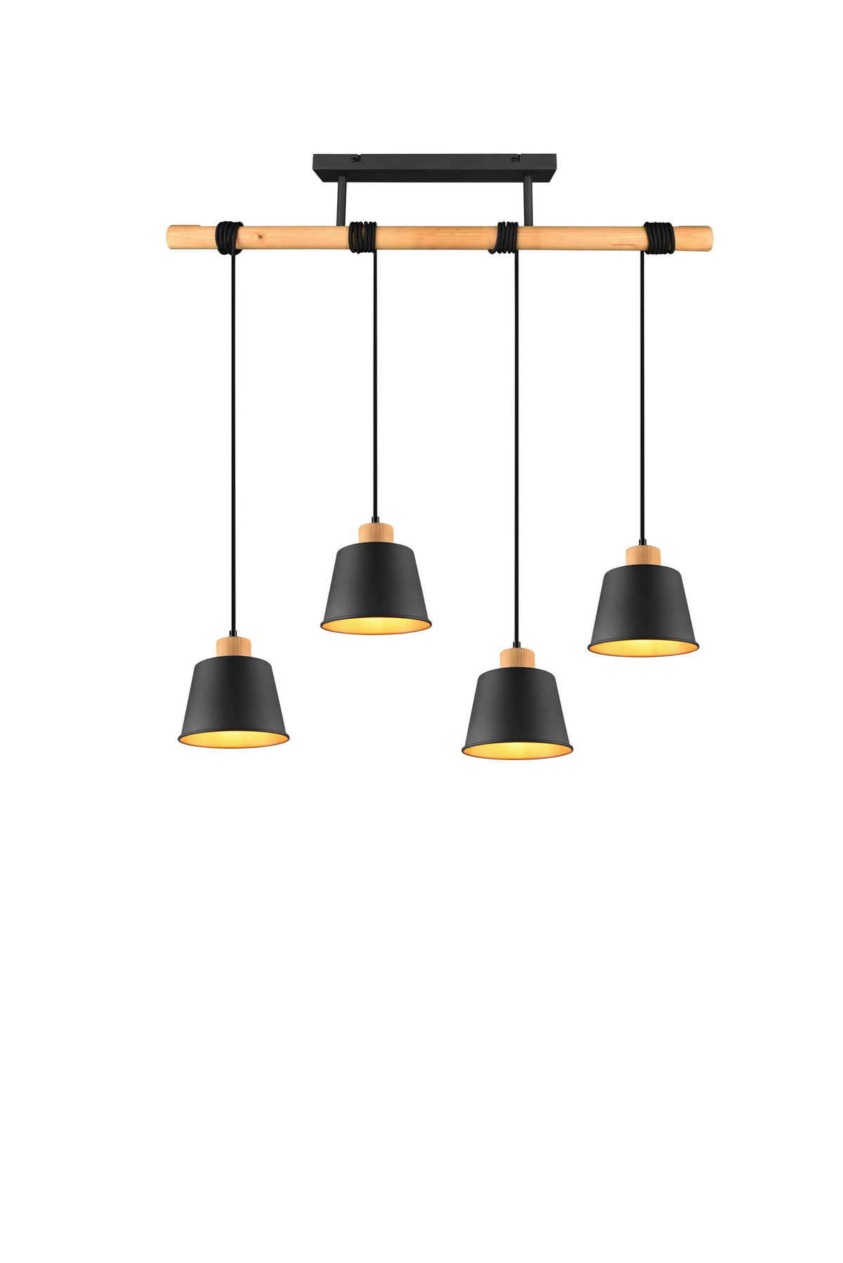 PENDELLAMPA Harris 18/150 cm  - svart/guldfärgad, Modern, metall/trä (18/150cm) - Trio Leuchten