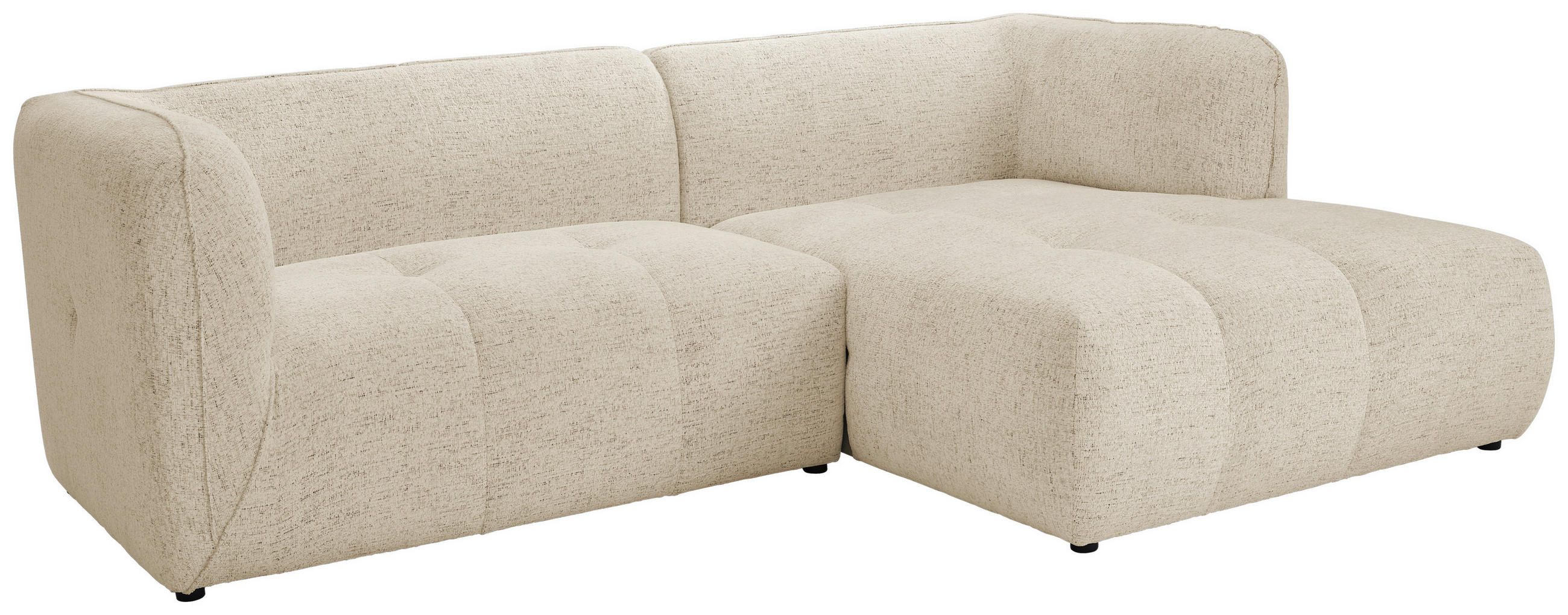 ECKSOFA Sandfarben Chenille  - Sandfarben/Schwarz, KONVENTIONELL, Kunststoff/Textil (255/164cm) - Ambia Home