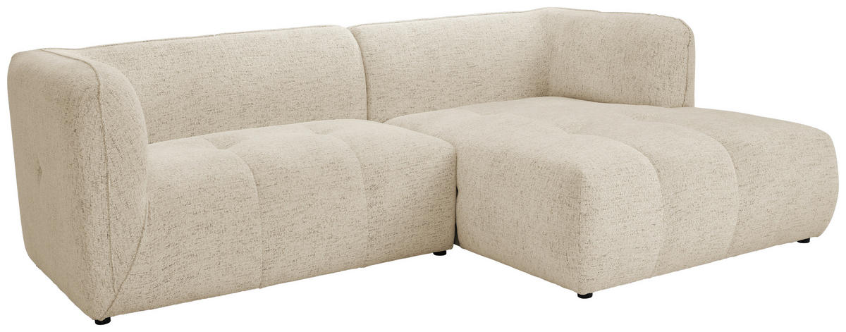 ECKSOFA Sandfarben Chenille  - Sandfarben/Schwarz, KONVENTIONELL, Kunststoff/Textil (255/164cm) - Ambia Home