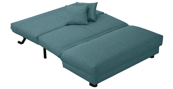 SCHLAFSOFA Chenille Petrol - Petrol/Schwarz, Design, Textil/Metall (145/85/100cm) - Carryhome