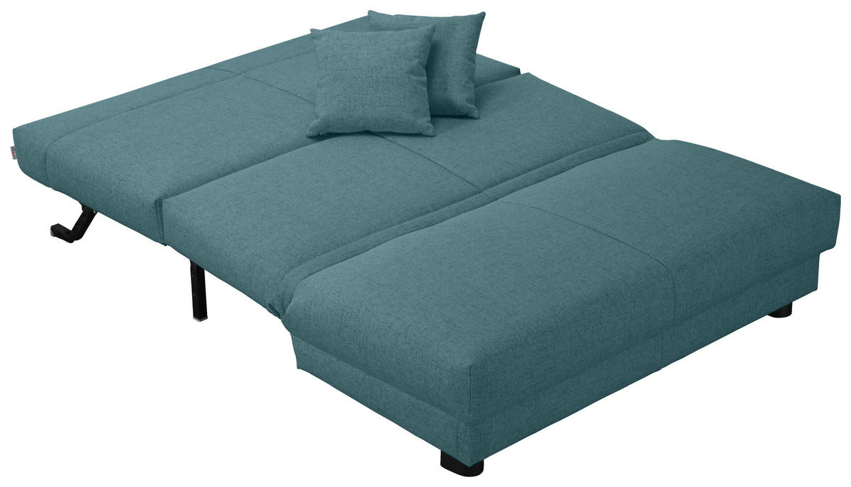 SCHLAFSOFA Chenille Petrol  - Petrol/Schwarz, Design, Textil/Metall (145/85/100cm) - Carryhome