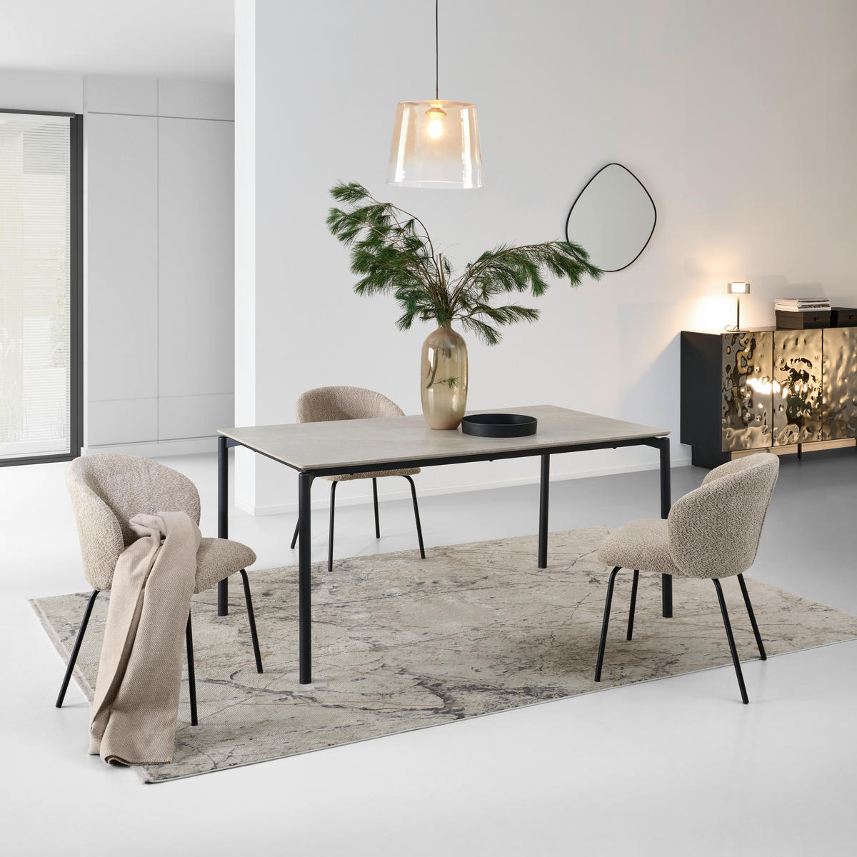 Masă din metal, material pe bază de lemn,   - negru/gri, Konventionell, metal/material pe bază de lemn (160/76/90cm) - P & B