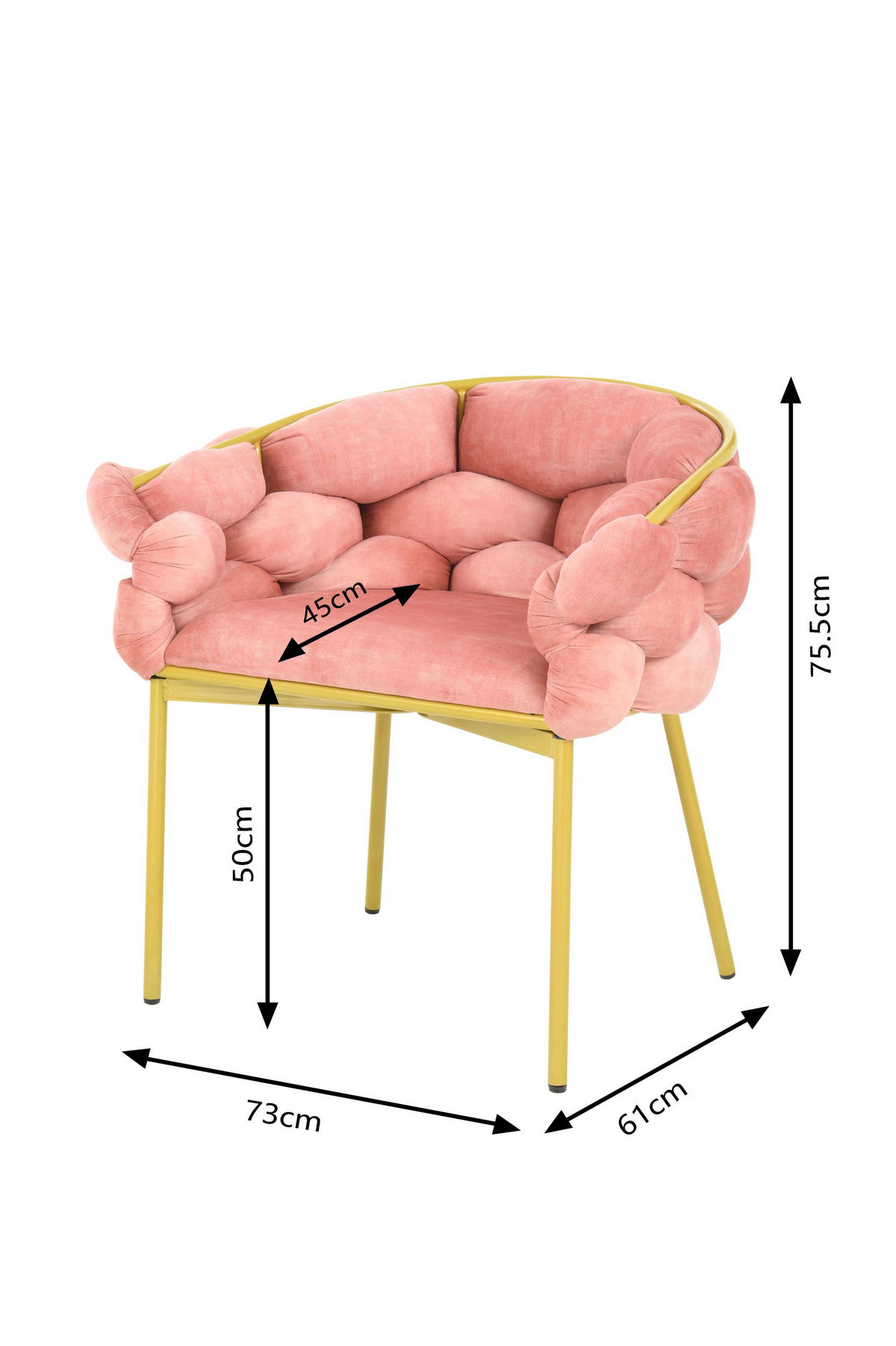 STOLICA  pink  drvo, metal, tekstil      - pink/žuta, Moderno, drvo/metal (73/74.5/60cm)