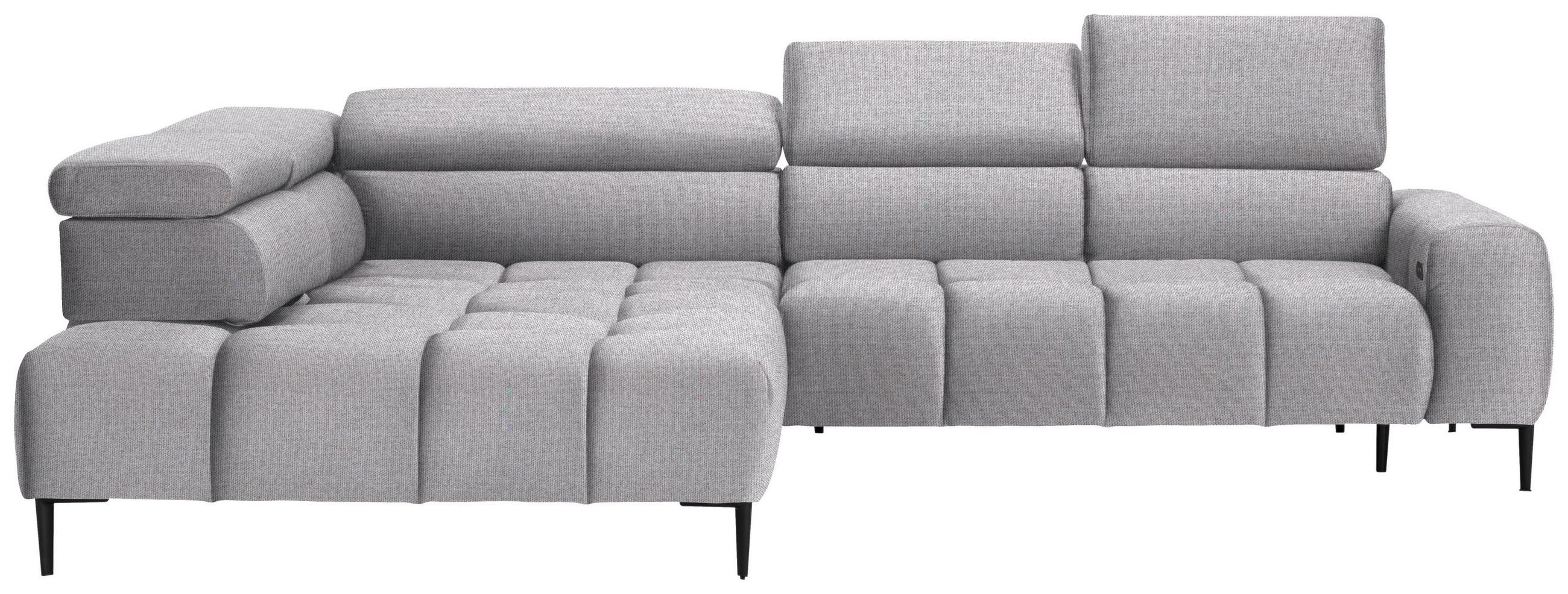 ECKSOFA Hellgrau Webstoff  - Hellgrau/Schwarz, Design, Textil/Metall (216/300cm) - Welnova