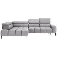 ECKSOFA in Webstoff Hellgrau  - Hellgrau/Schwarz, Design, Textil/Metall (216/300cm) - Welnova