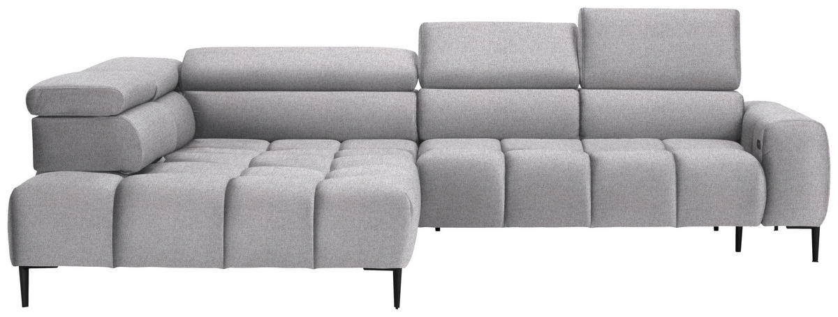ECKSOFA in Webstoff Hellgrau  - Hellgrau/Schwarz, Design, Textil/Metall (216/300cm) - Welnova