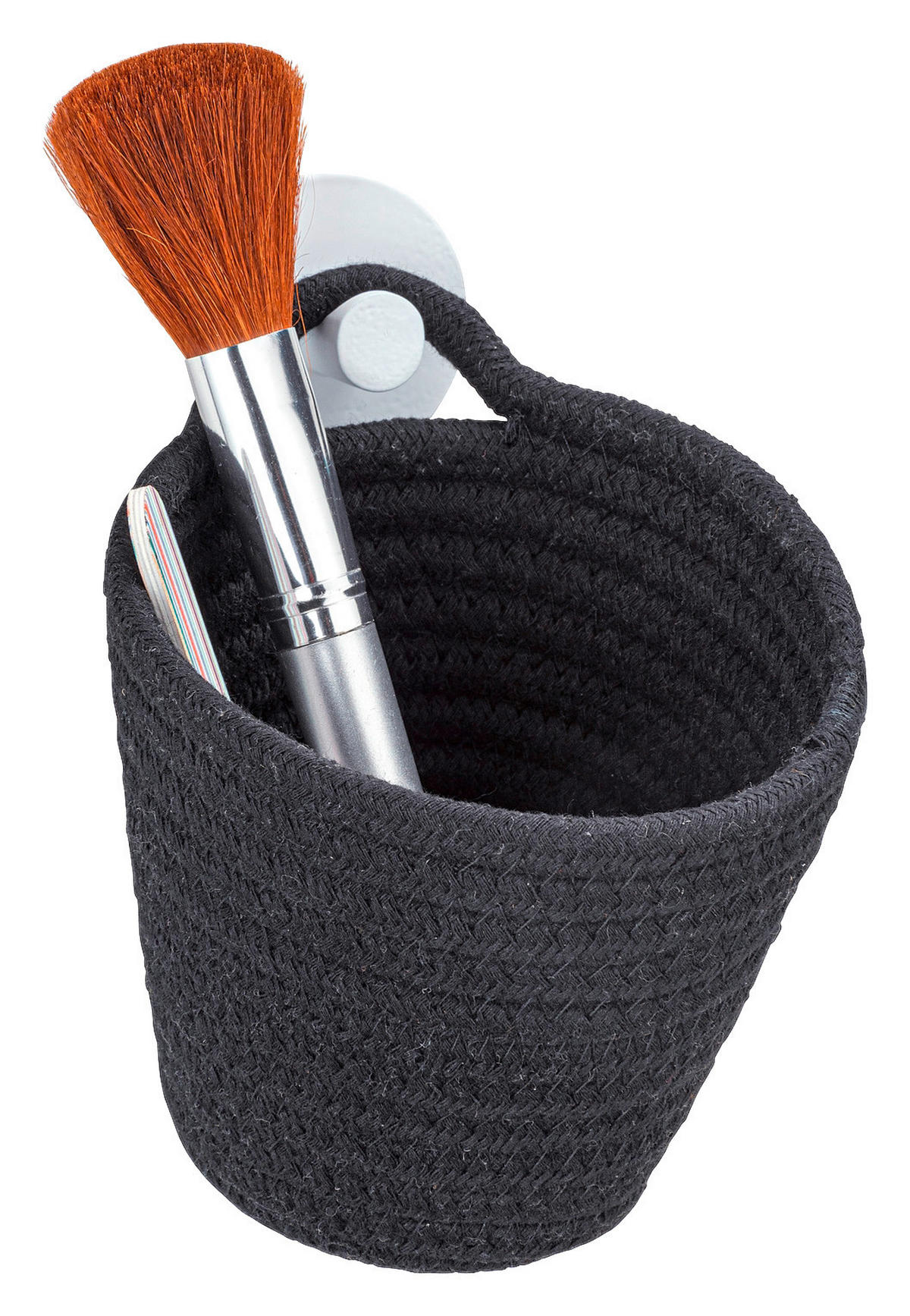 KORB  - Schwarz, Basics, Kunststoff/Textil (12,5/12/14,5cm) - Wenko