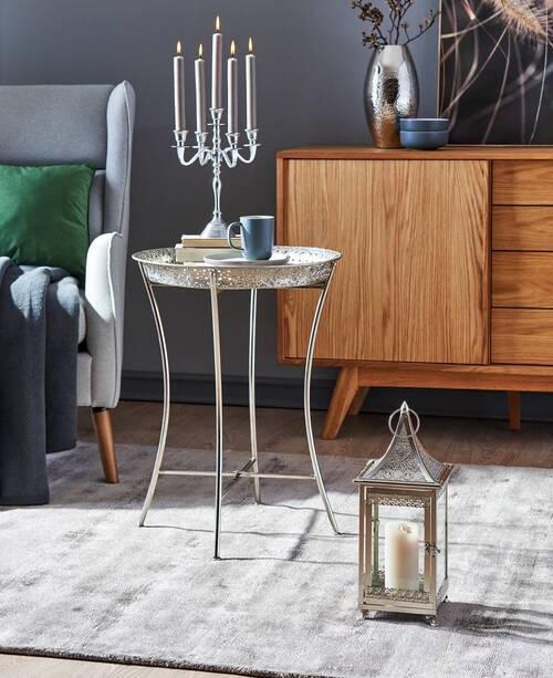 LUCERNA kov, sklo - barvy stříbra/čiré, Lifestyle, kov/sklo (17,5/42/17,5cm) - Ambia Home
