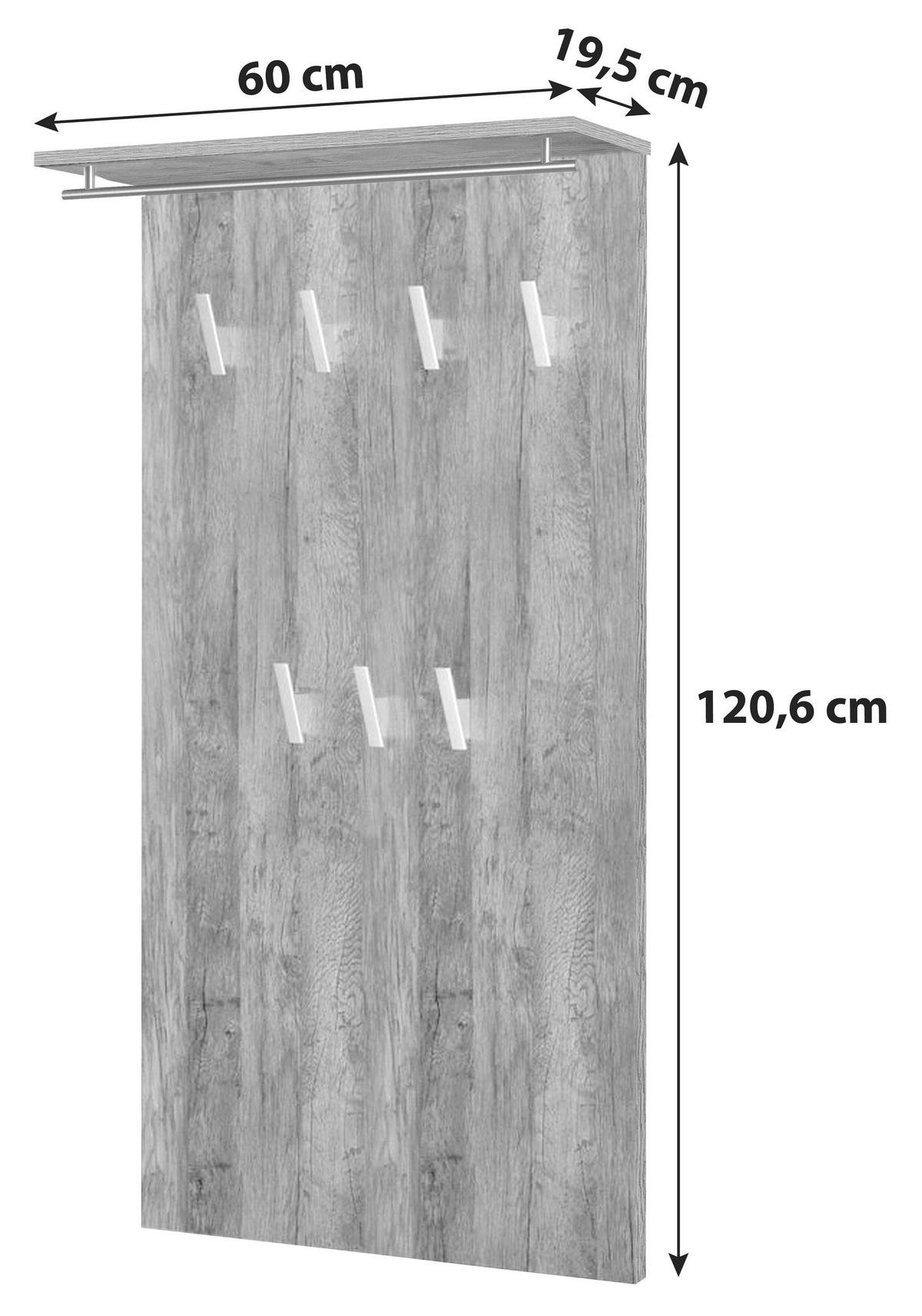 GARDEROBENPANEEL  in 60/120,6/19,5 cm  - Weiß, Basics, Holzwerkstoff (60/120,6/19,5cm) - MID.YOU