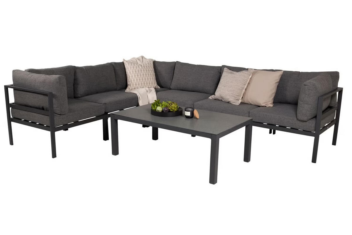 LOUNGETISCH 120/70/45 cm Metall, Glas  - Schwarz, KONVENTIONELL, Glas/Metall (120/70/45cm) - Gardenson