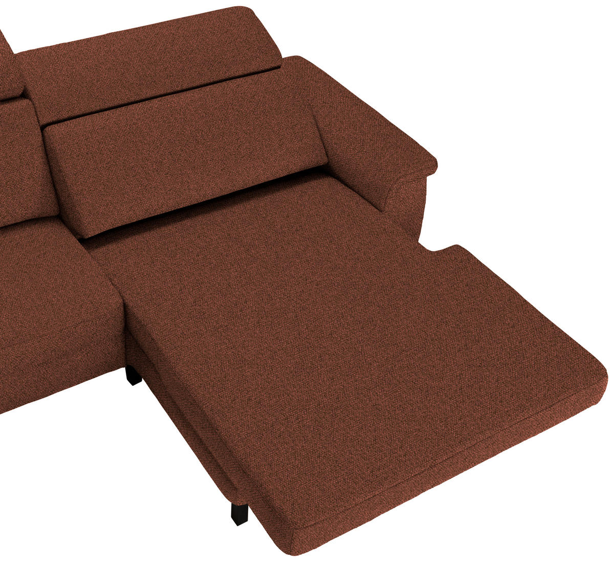 ECKSOFA Rostfarben Flachgewebe Rücken echt, Kopfteilverstellung  - Rostfarben/Schwarz, KONVENTIONELL, Textil/Metall (304/182cm) - Pure Home Comfort