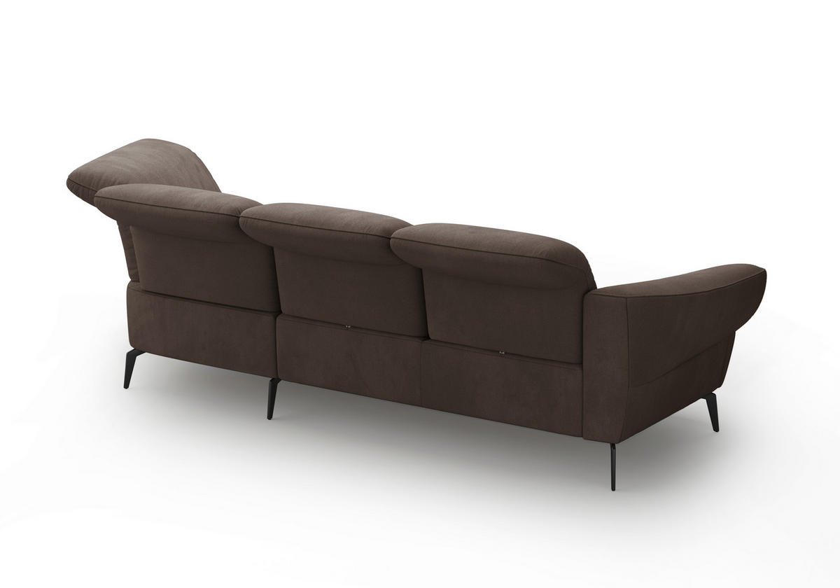 ECKSOFA in Flachgewebe Schlammfarben  - Schlammfarben/Schwarz, Modern, Textil/Metall (313/208cm) - Sit & More
