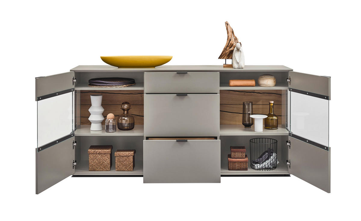 SIDEBOARD Hellgrau  181,9/87,9/45,2 cm  - Hellgrau/Graphitfarben, Design, Glas/Holzwerkstoff (181,9/87,9/45,2cm) - Dieter Knoll