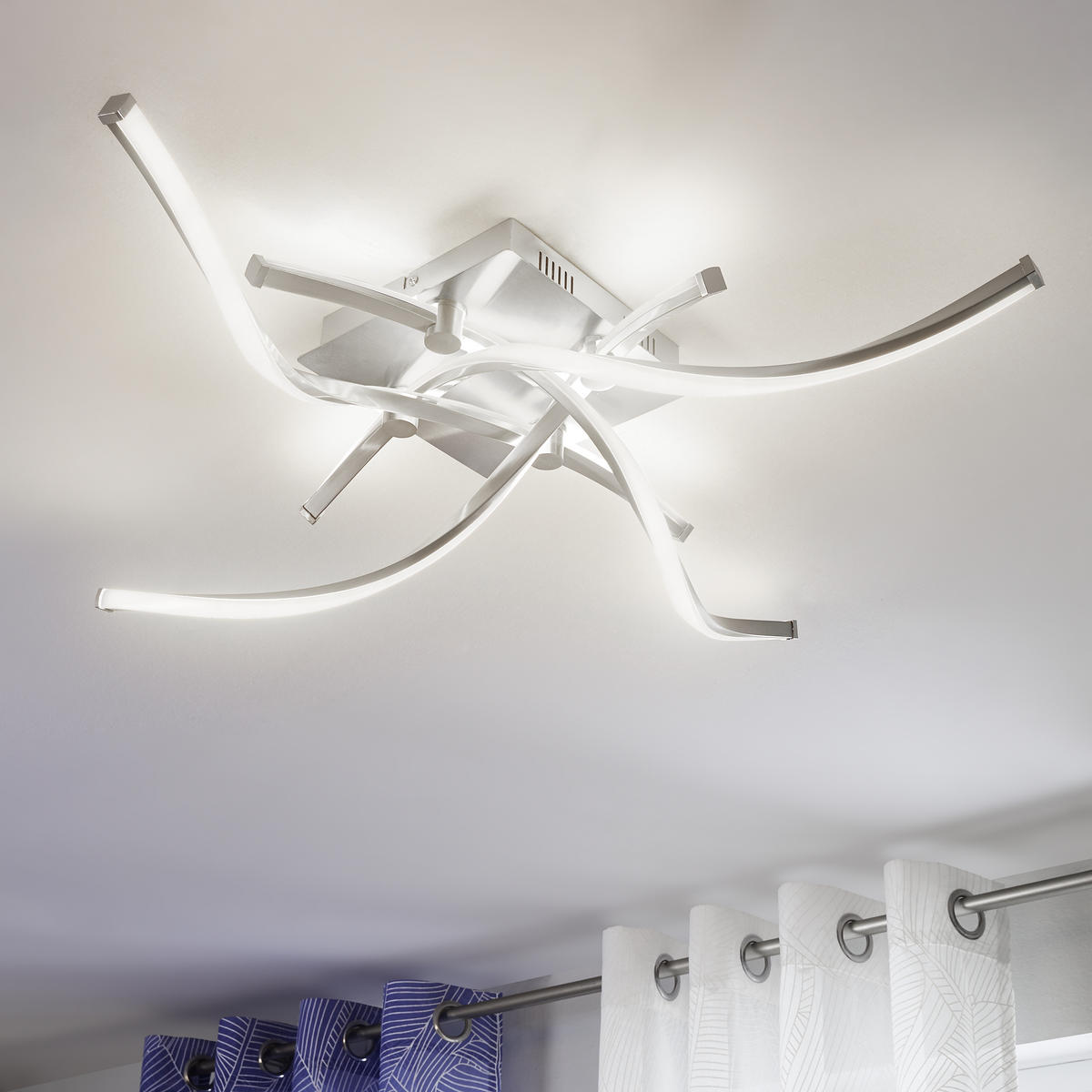 STROPNÍ LED SVÍTIDLO, 78/78/17 cm - barvy niklu, Design, kov (78/78/17cm)