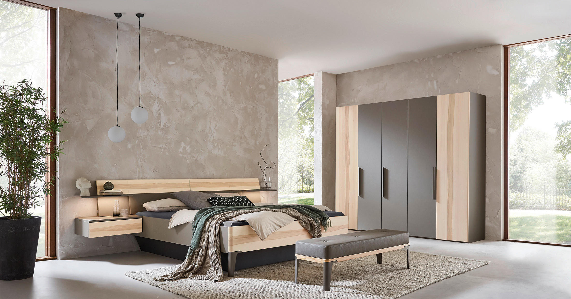 DREHTÜRENSCHRANK  in Buchefarben, Fango  - Fango/Titanfarben, Design, Holz/Holzwerkstoff (249,2/222,3/62cm) - Valdera