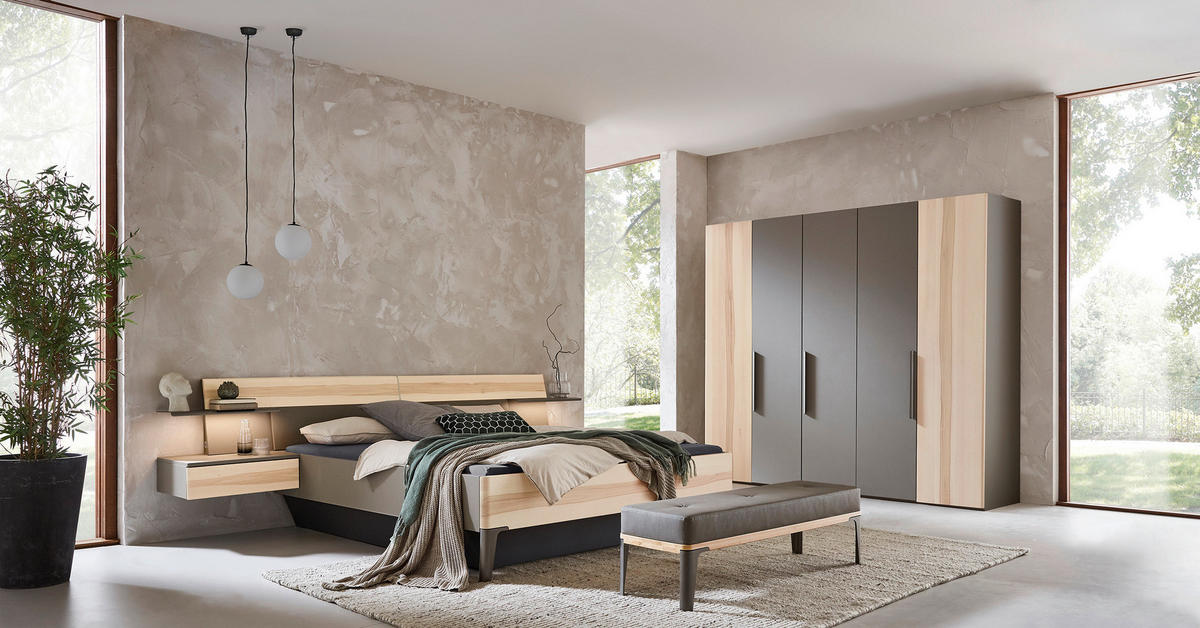 BETTANLAGE - Fango/Buchefarben, Design, Holz (180/200cm) - Valdera
