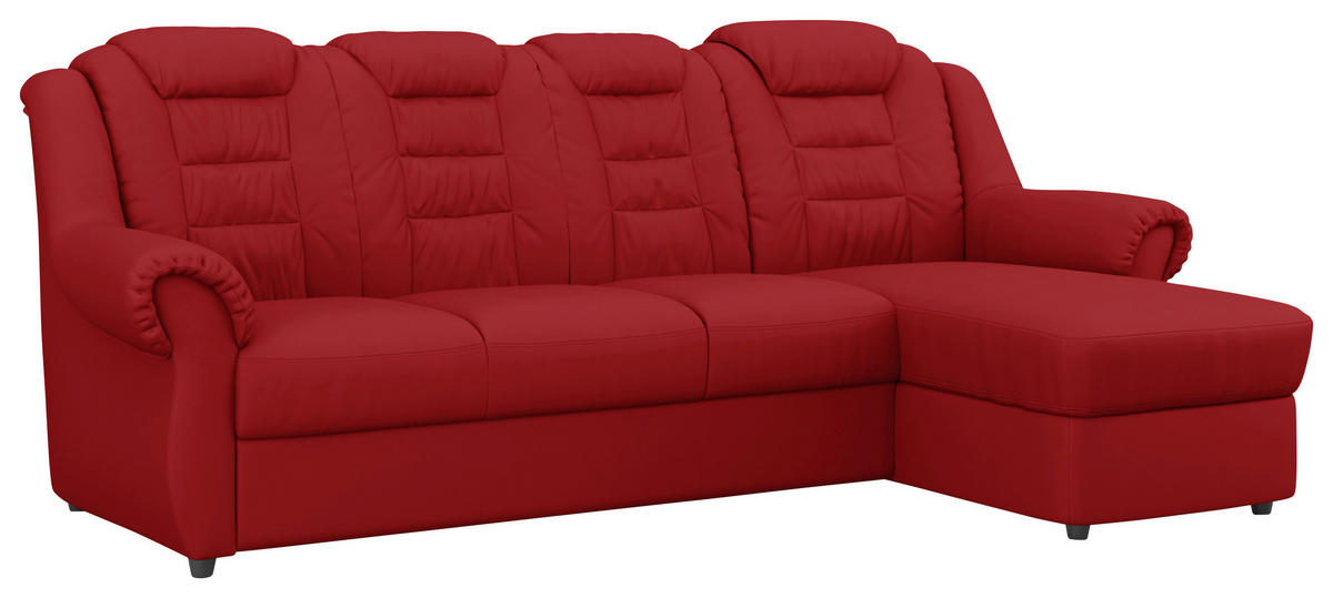 ECKSOFA Rot Lederlook  - Rot/Schwarz, KONVENTIONELL, Kunststoff/Textil (262/165cm) - Livetastic