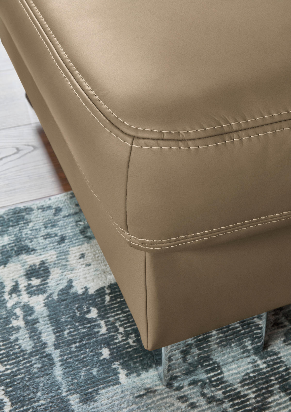 ECKSOFA  in Echtleder Cappuccino  235/248 cm  - Alufarben/Cappuccino, Design, Leder/Metall (235/248cm) - Beldomo Premium