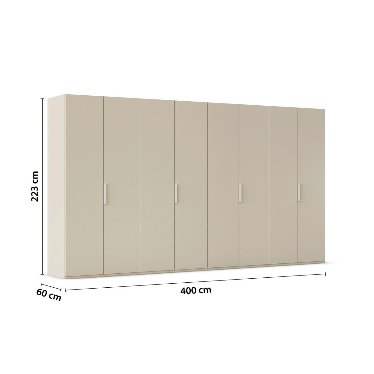 DREHTÜRENSCHRANK 400/223/61 cm,  in Champagner, 8-türig  - Champagner, Basics, Holzwerkstoff/Metall (400/223/61cm) - Novel
