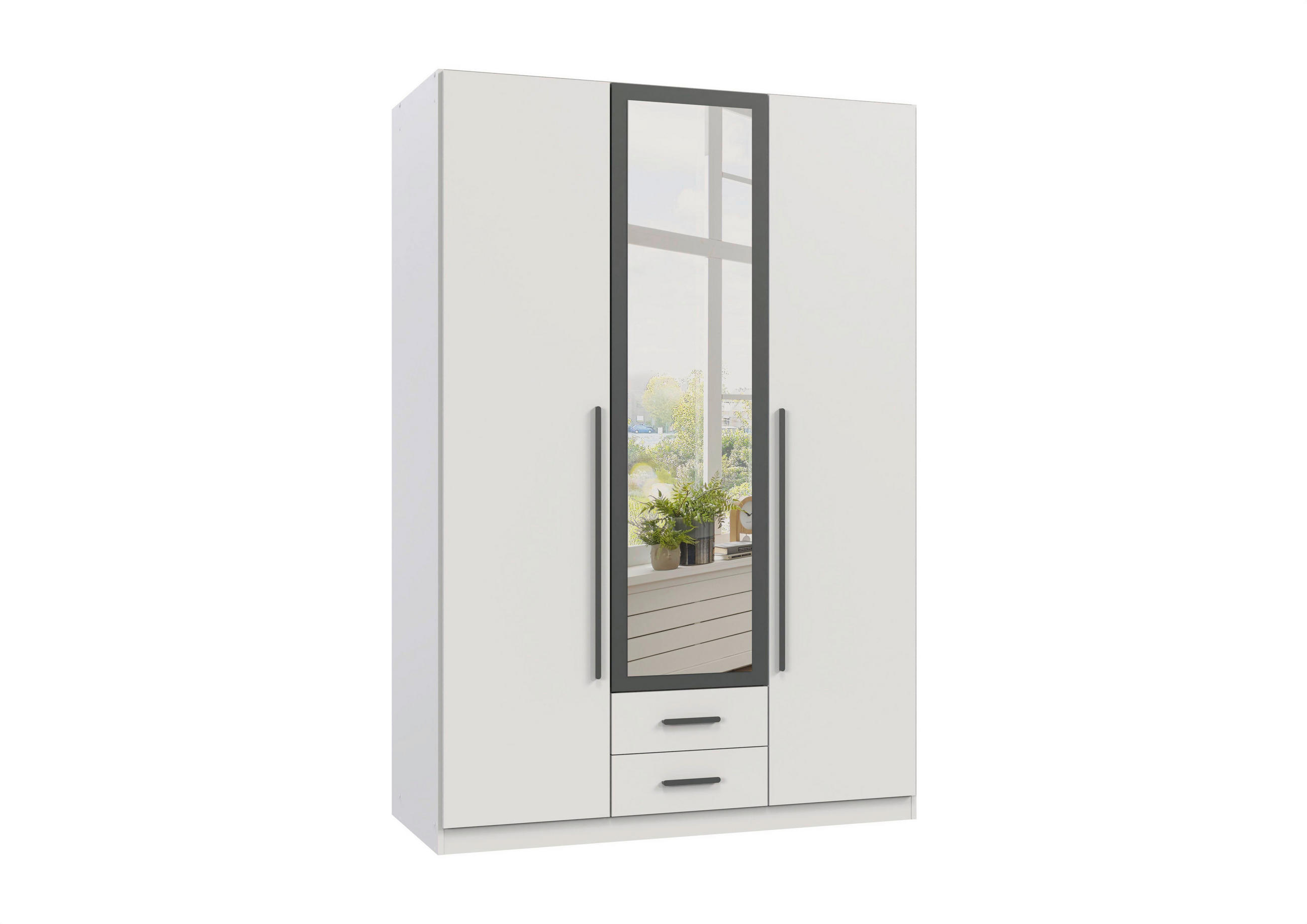 OMARA S KLASIČNIMI VRATI, barve grafita, bela  - sahara/siva, Konvencionalno, steklo/leseni material (135/199/58cm) - Carryhome