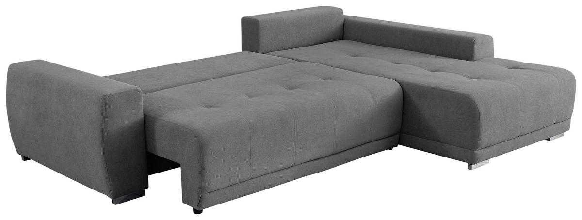 ECKSOFA in Flachgewebe Dunkelgrau  280/204 cm  - Dunkelgrau/Silberfarben, Design, Kunststoff/Textil (280/204cm) - MID.YOU