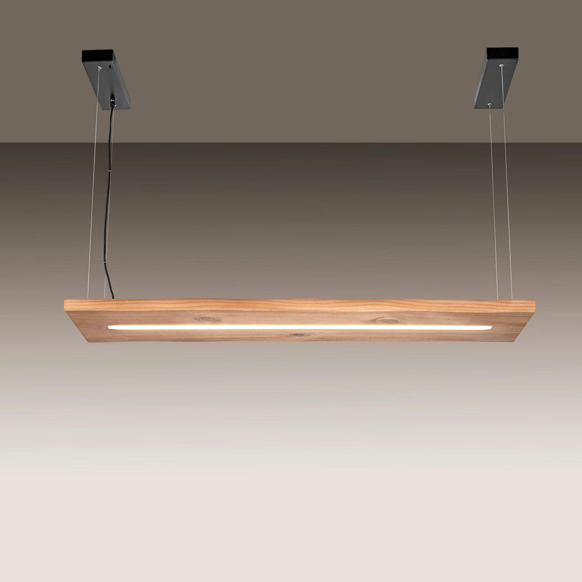 LED-HÄNGELEUCHTE 100/28/125 cm  - Schwarz/Naturfarben, Natur, Holz/Kunststoff (100/28/125cm) - Paul Neuhaus