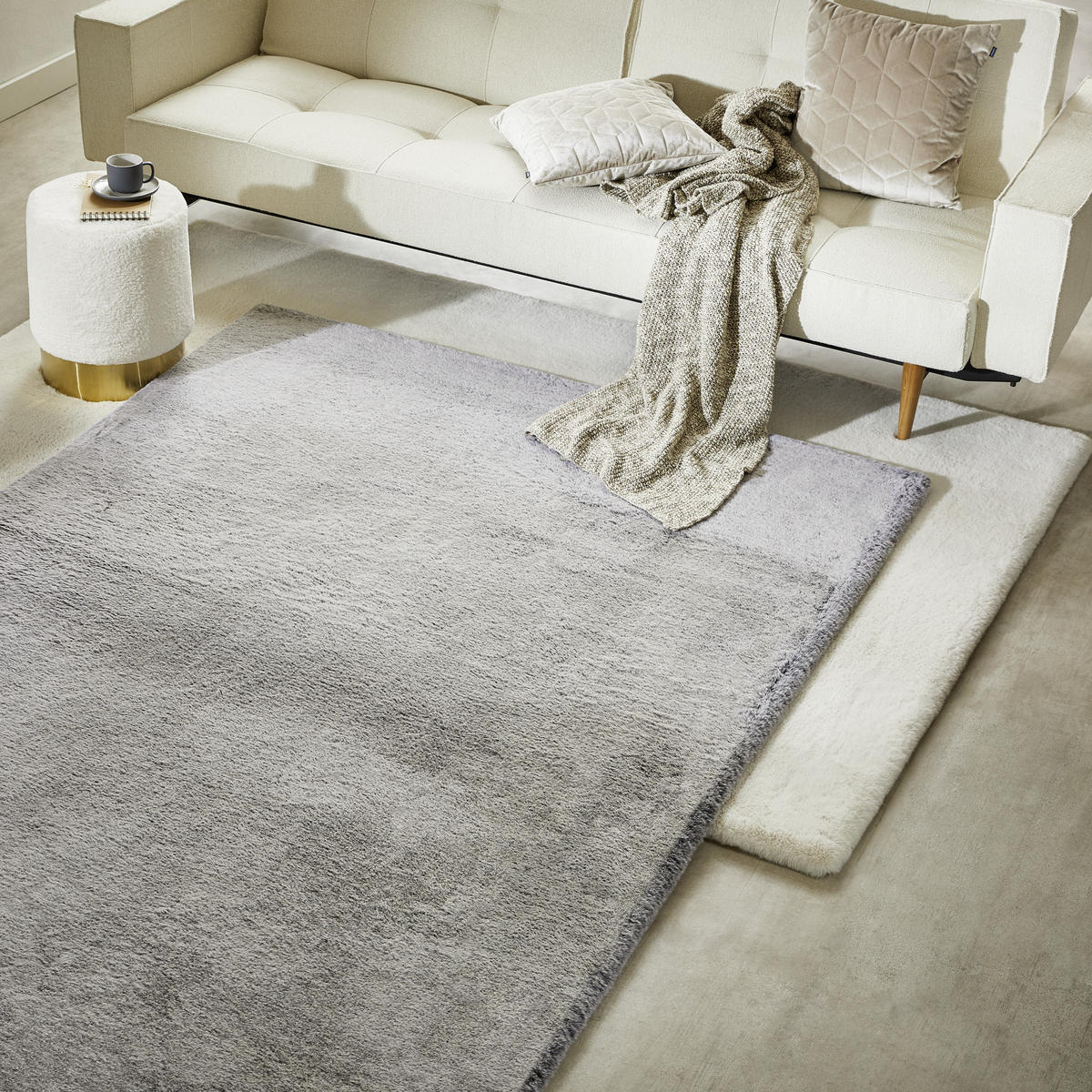 KOBEREC S VYSOKÝM VLASEM, 80/150 cm, barvy stříbra - barvy stříbra, Design, textil (80/150cm) - Novel