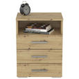 NACHTSCHRANK 45/62/35 cm  - Eichefarben/Alufarben, KONVENTIONELL, Holzwerkstoff/Kunststoff (45/62/35cm) - Carryhome