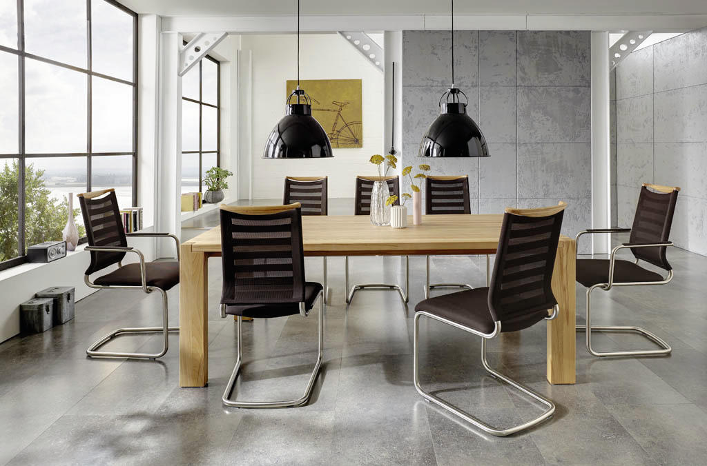 SCHWINGSTUHL  in Flachgewebe, Netz  - Edelstahlfarben/Dunkelbraun, Design, Holz/Textil (47/99/59cm) - Venjakob