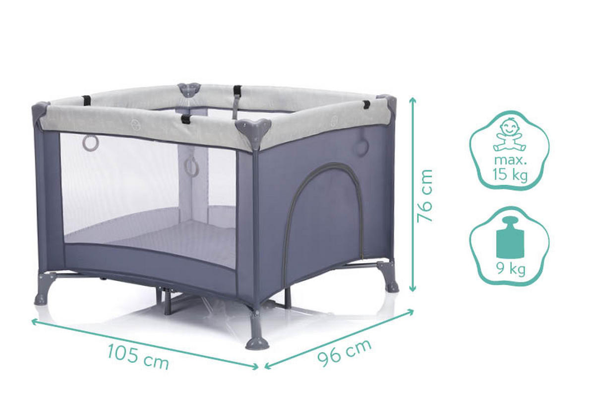 OGRADICA    105/96/76 cm  - siva, Osnovno, metal/tekstil (105/96/76cm) - Fillikid