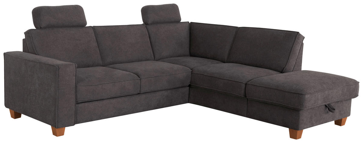 ECKSOFA in Flachgewebe Dunkelgrau  - Eichefarben/Dunkelgrau, Konventionell, Holz/Textil (236/213cm) - Sit & More