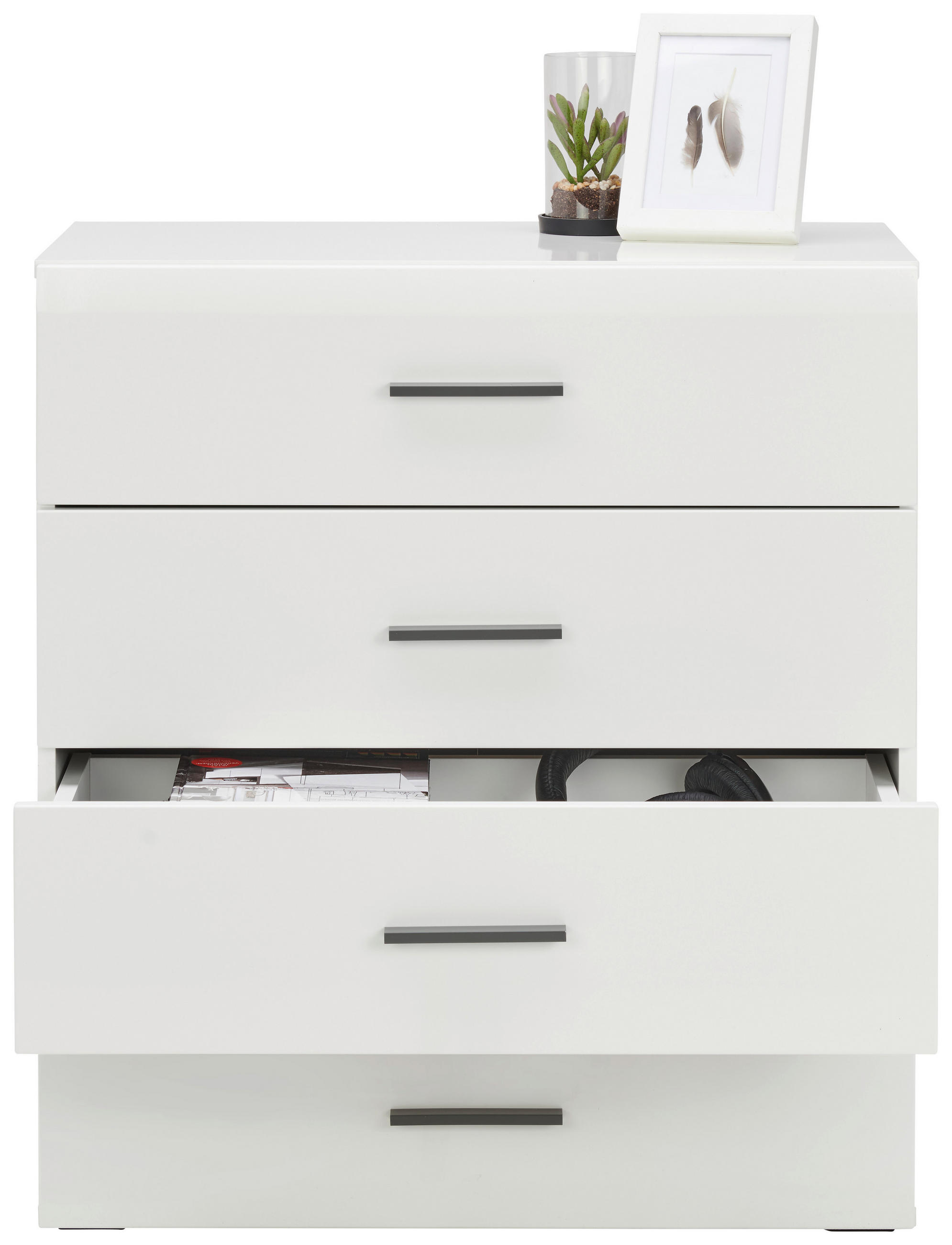 KOMODA, bílá, antracitová, 76/84,6/41,6 cm - bílá/antracitová, Basics, kompozitní dřevo/plast (76/84,6/41,6cm) - Hom`in