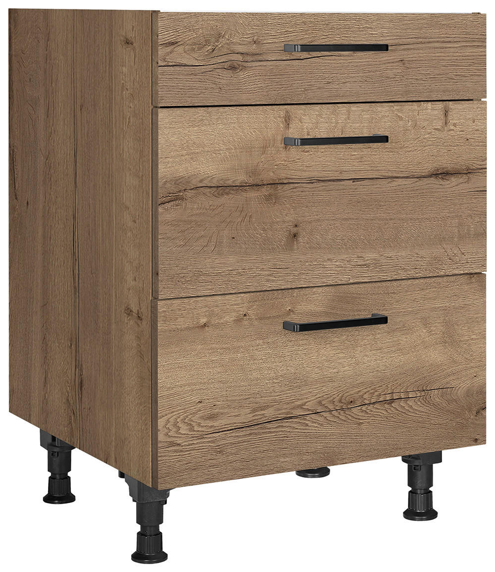KOCHFELDUMBAUSCHRANK 60/87/56 cm  in Eiche dunkel  - Eiche dunkel/Schwarz, MODERN, Holzwerkstoff/Metall (60/87/56cm) - Nobilia