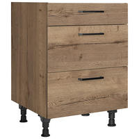 KOCHFELDUMBAUSCHRANK 60/87/56 cm  in Eiche dunkel  - Eiche dunkel/Schwarz, MODERN, Holzwerkstoff/Metall (60/87/56cm) - Nobilia