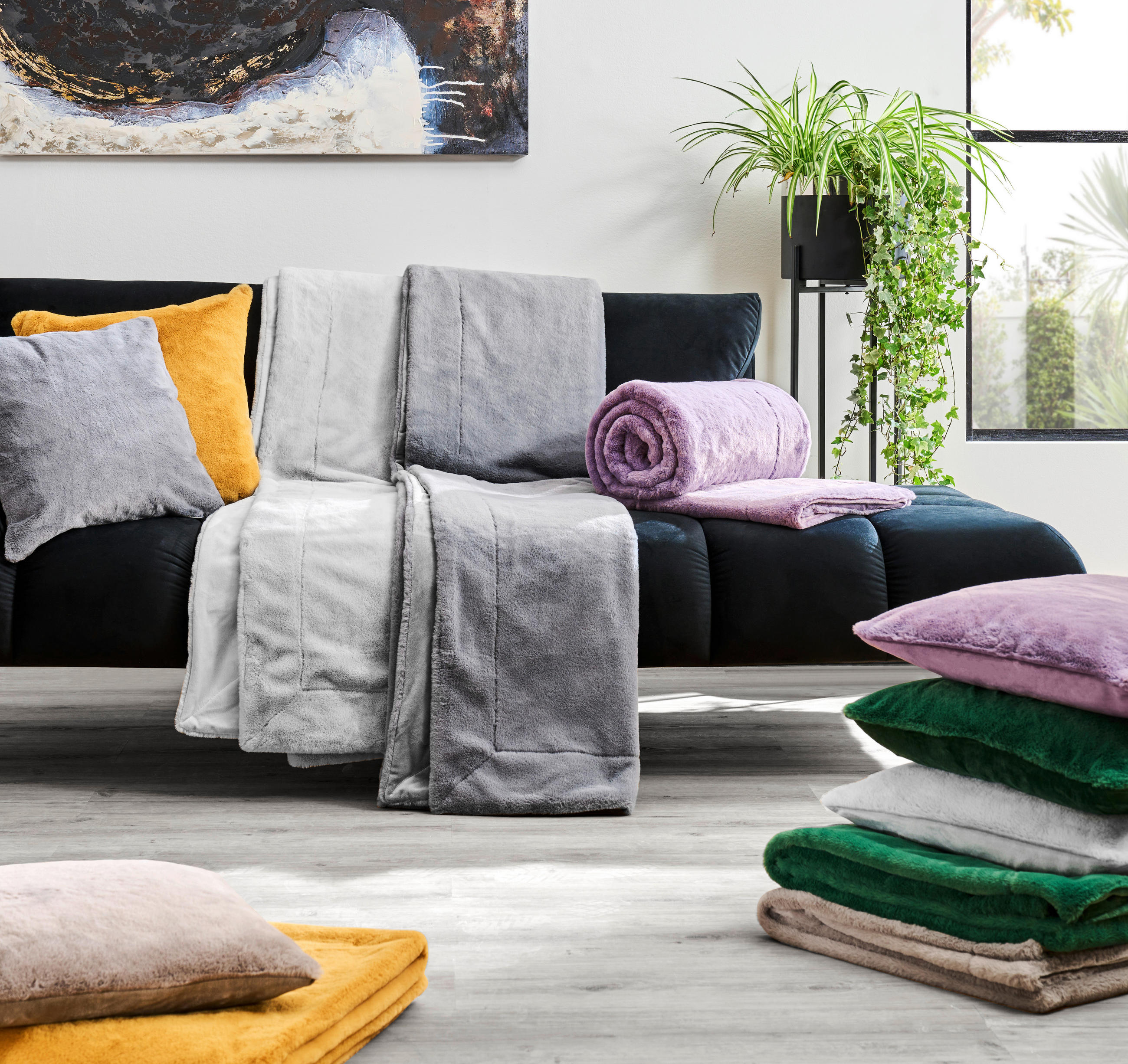 FELLDECKE YUKON 150/200 cm  - Silberfarben, Design, Textil (150/200cm) - Novel