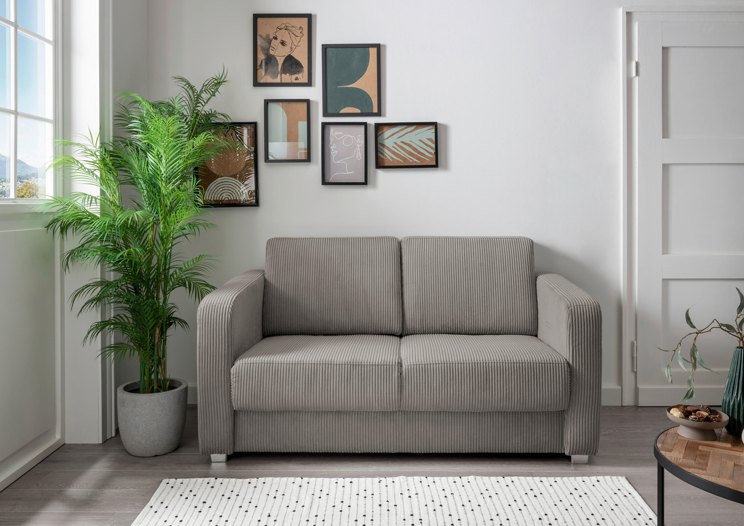 SCHLAFSOFA in Cord Graubraun  - Chromfarben/Graubraun, Basics, Kunststoff/Textil (159/88/87cm) - Livetastic