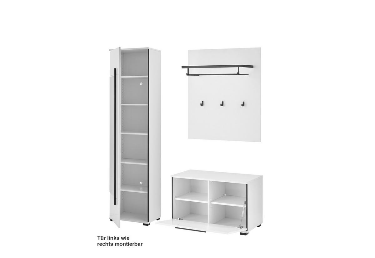 GARDEROBE 4-teilig  in 140/201/39 cm  - Weiß Hochglanz/Weiß, MODERN, Holzwerkstoff (140/201/39cm) - MID.YOU