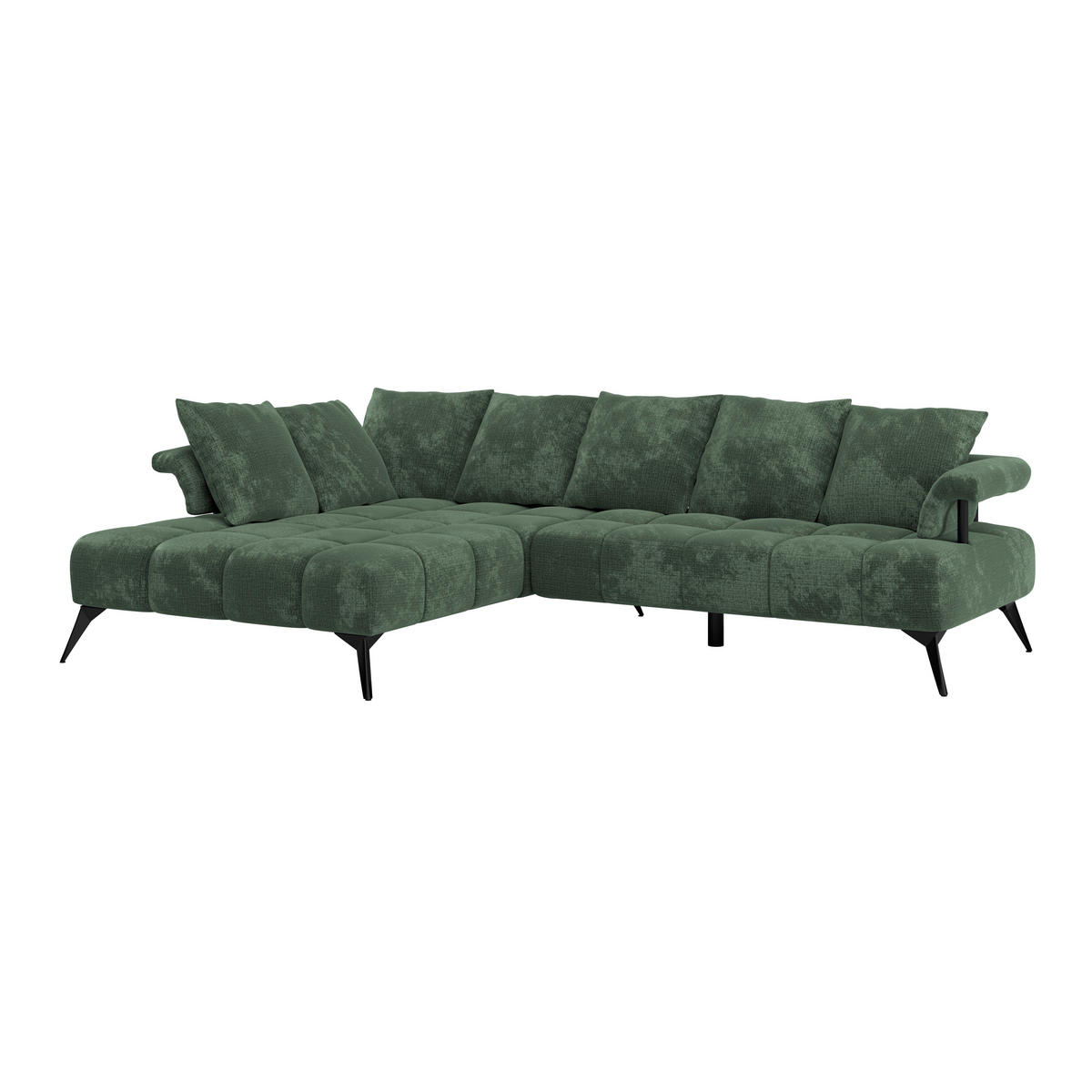ECKSOFA in Flachgewebe Grün  - Schwarz/Grün, Modern, Kunststoff/Textil (200/297cm) - Livetastic