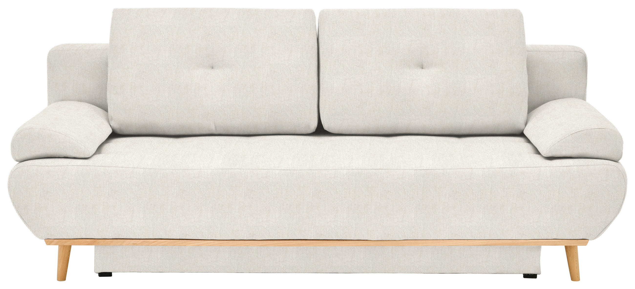 SCHLAFSOFA Flachgewebe Beige  inkl. Rückenkissen, Armlehnenkissen, Bettkasten, Schlaffunktion, Rücken echt  - Beige/Naturfarben, Design, Holz/Textil (200/71/95cm) - Novel