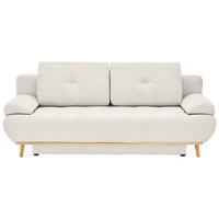 SCHLAFSOFA Flachgewebe Beige Querschläfer  inkl. Rückenkissen, Armlehnenkissen, Bettkasten, Schlaffunktion, Rücken echt  - Beige/Naturfarben, Design, Holz/Textil (200/71/95cm) - Novel
